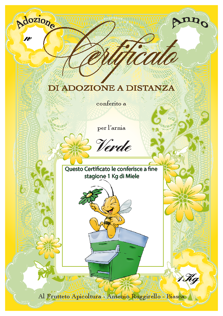 Esempio di certificato di adozione